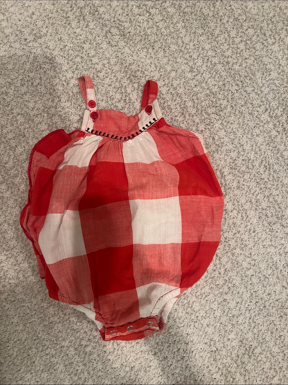 Pink Chicken Red & White Gingham Bubble Romper
